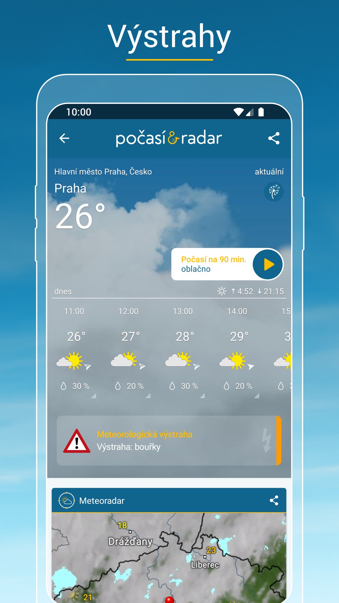 Aplikace Počasí & Radar pro iOS a Android